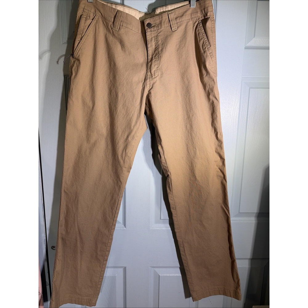 COLUMBIA Men's Khaki Canvas Utility Pants. Pockets Hiking Fishing Outdoor 36/34